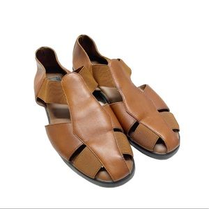Hush Puppies Leather Huarache Sandals Shoes Brown Sz 7